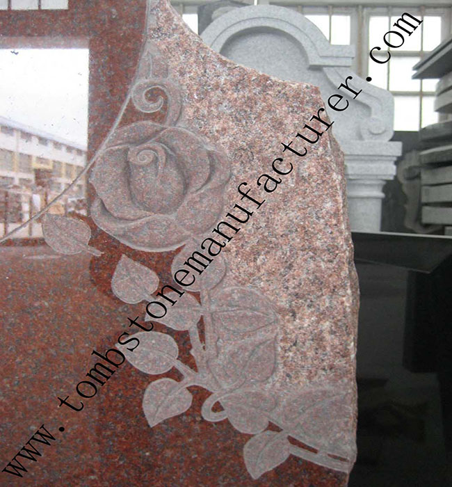 rose carving granite headstone24